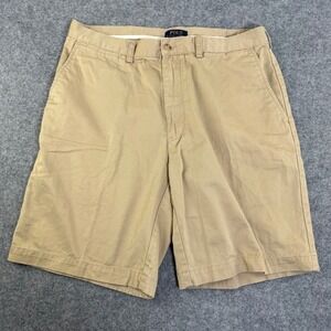 Polo Ralph Lauren Men's Khaki Chino Shorts Classic Fit Flat Front 10" Size‎ 35